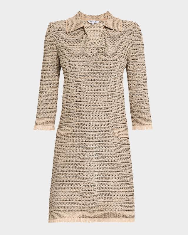 Fringe-Trim Intarsia Knit Shift Dress - Heritage Fit